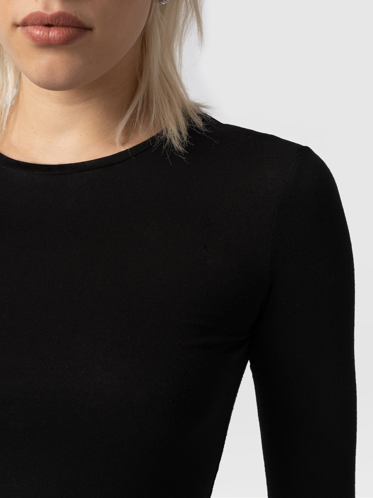 Austen Crew Neck Long Sleeve Tee - Black - Image 5