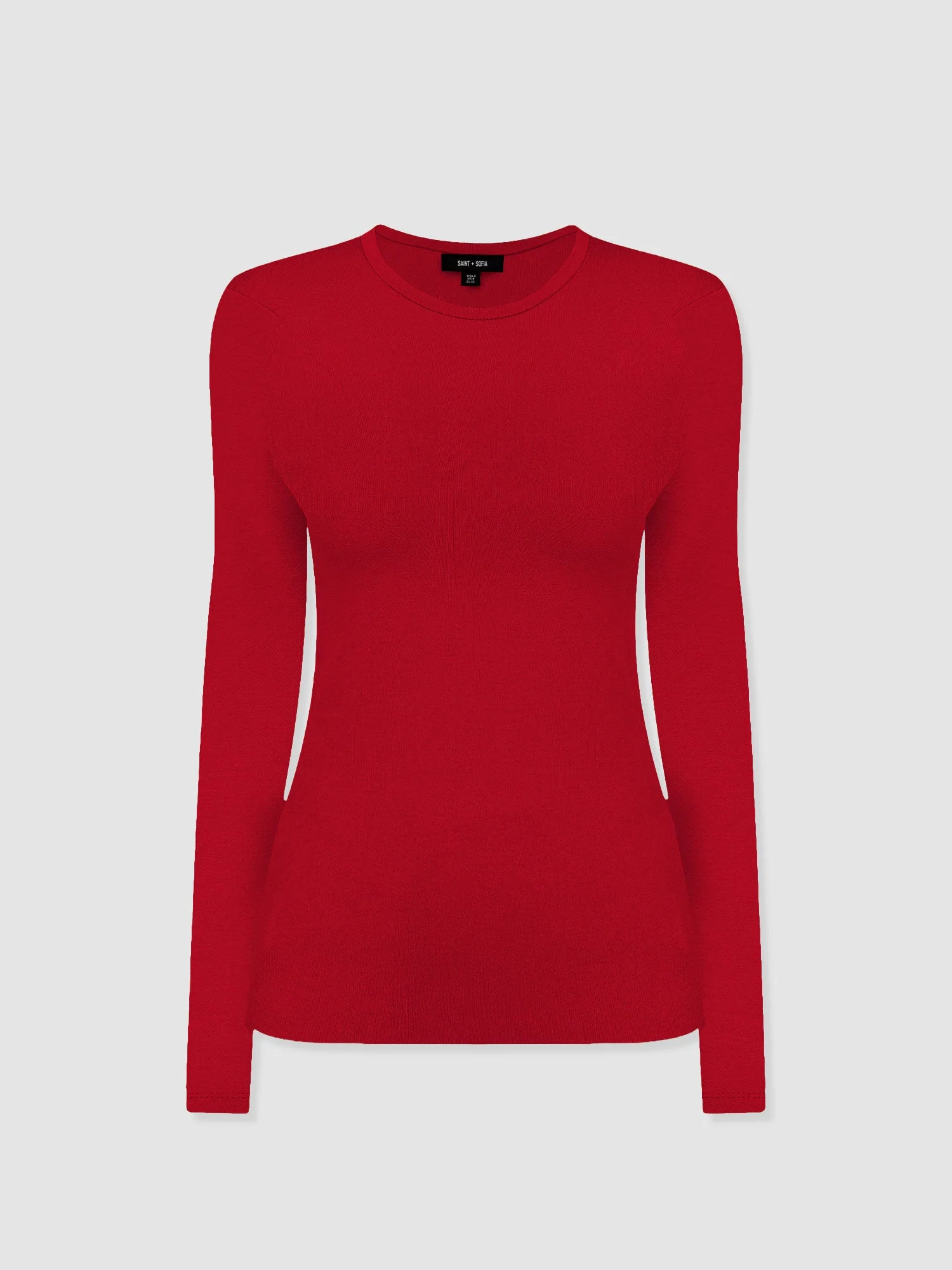 Ribbed Long Sleeve Tee - Deep Red - Image 7
