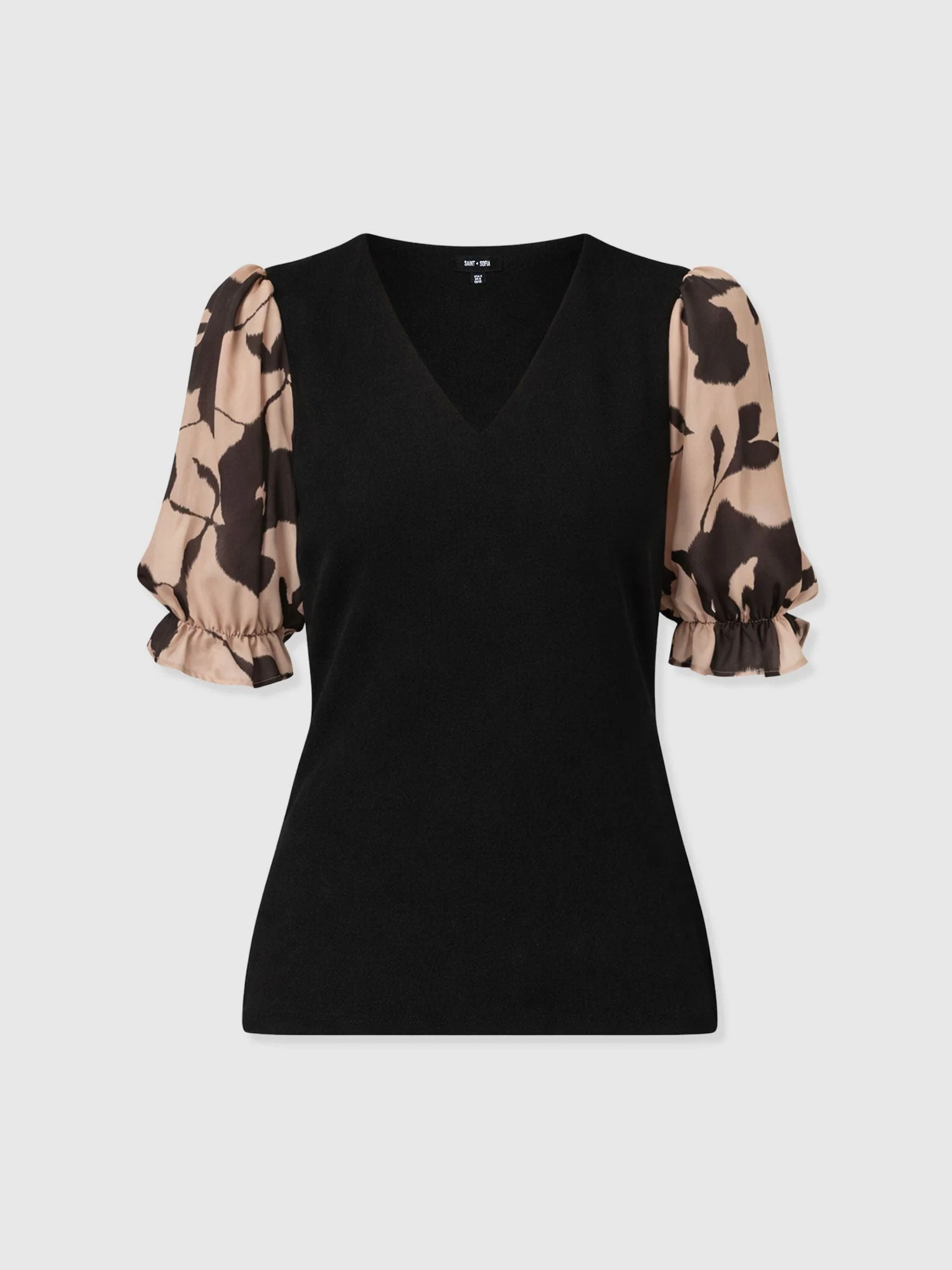 Tori Puff Sleeve Top - Brown Floral - Image 7