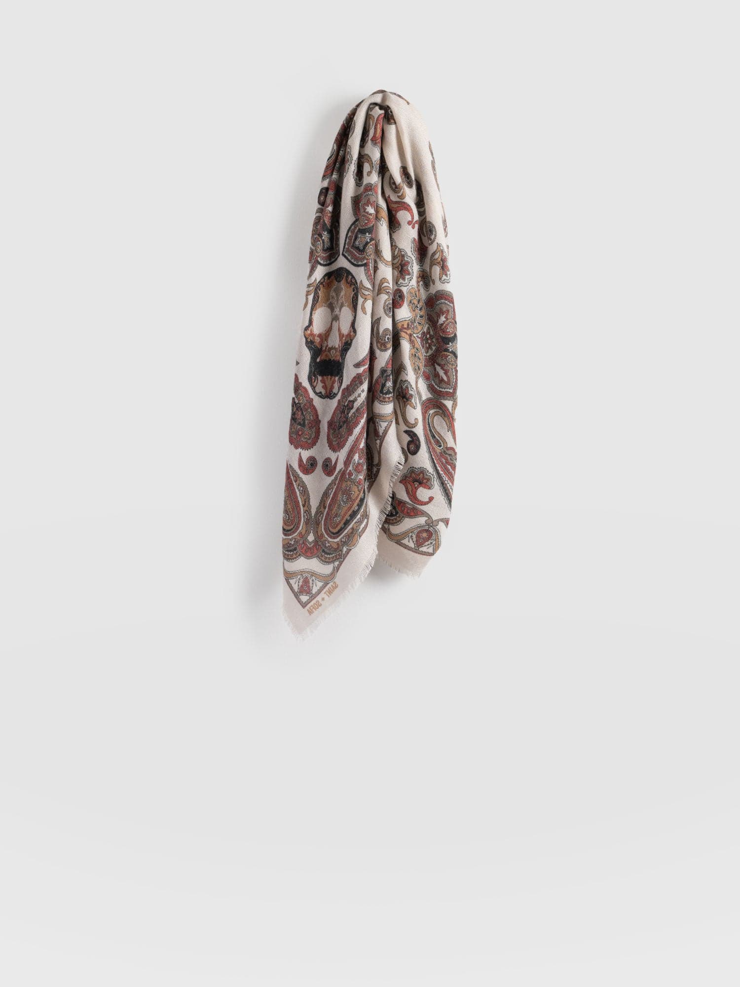 Wren Paisley Scarf - Cream/Burgundy - Image 6